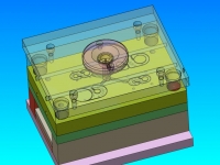 Multi-cavity moulding tool with transparent top die plate